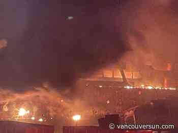 Derelict ferry moored offshore in Mission catches fire, RCMP investigating