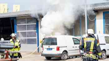 Müllcontainer brennt lichterloh – Fenster von Gebäude zerspringt