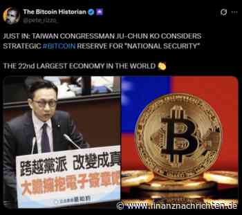Taiwan erwägt strategische Bitcoin-Reserve zur Stärkung nationaler Sicherheit