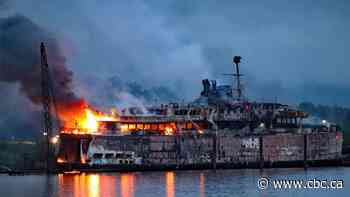 Fire on derelict vessel in Mission, B.C., leads to shelter-in-place order