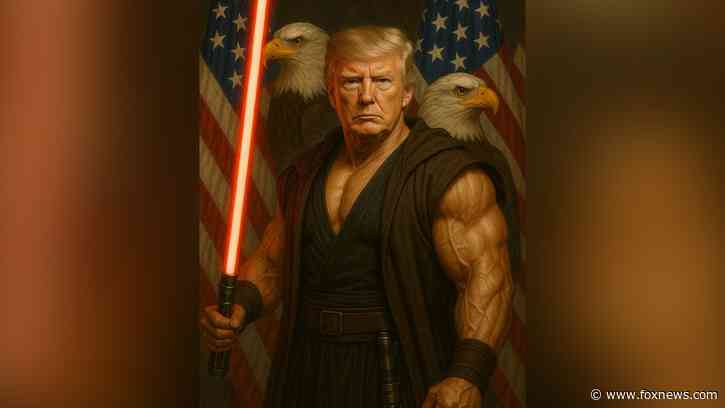 White House celebrates ‘Star Wars Day’ with AI image of muscular Trump wielding a lightsaber