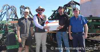 Wandering grower Brendon Hardie takes in the 2000th Ausplow seeding bar