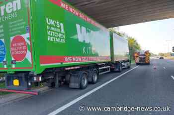 Lorry brakes catch fire along Cambridgeshire motorway