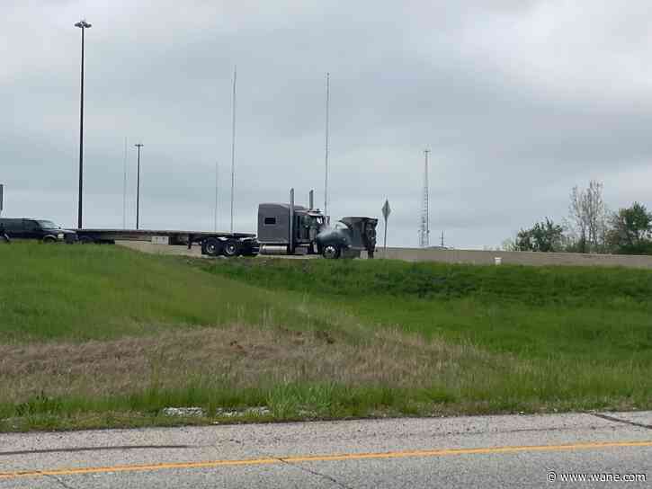 Smoking semi shuts down lane of US 30