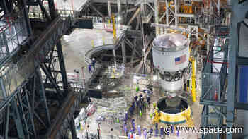 NASA's Artemis 2 moon rocket gets 2nd stage even as Trump tries to scrap Space Launch System (photos)