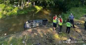 Car flips into creek in Wendell