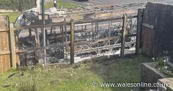 Footage shows bus explode as it is engulfed in flames on busy Welsh road