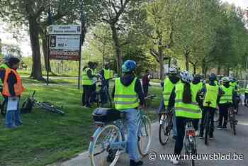 Kinderen testen hun behendigheid in het levend verkeerspark