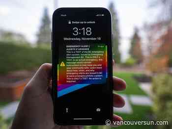 B.C. emergency alert system will be tested Wednesday afternoon