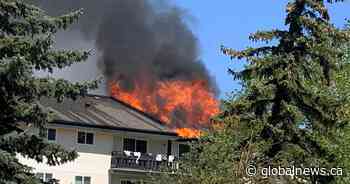 Crews battle large apartment fire in northeast Edmonton