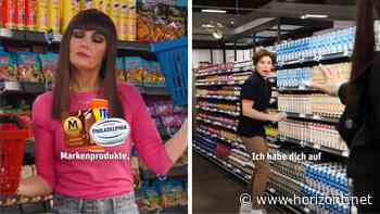 Mit Martina Hill und Helge Mark : Rewe wirbt für niedrige Preise – mit Seitenhieb auf Aldi