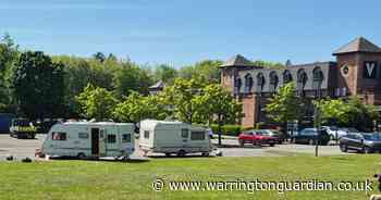 Unauthorised traveller encampment arrives at hotel in Warrington