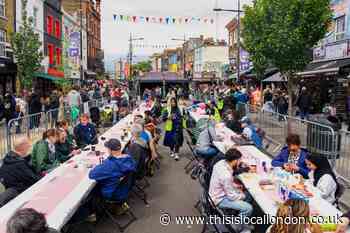 Crowds celebrate VE Day in newly pedestrianised high street