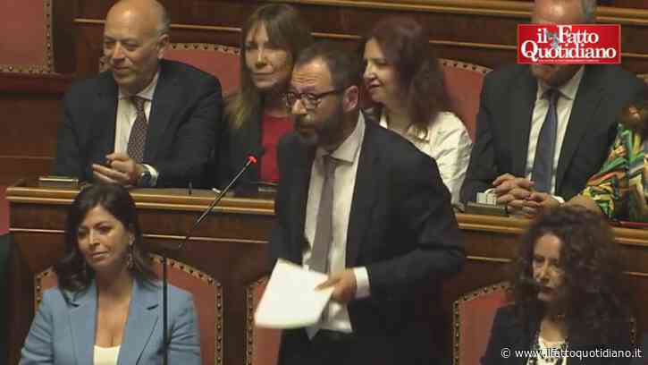 Patuanelli (M5s) legge in Aula la definizione di “supercazzola”. Poi attacca Meloni: “Ecco cosa ci ha appena detto”