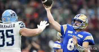 CFL suspends veteran quarterback Collaros for failing to respond to off-season test