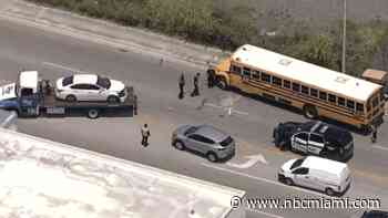 Driver hospitalized after crash with Miami-Dade school bus in Medley