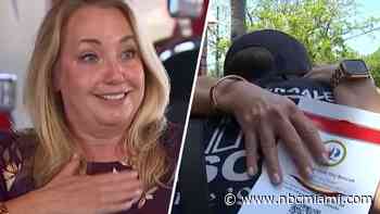 Woman reunites with first responders who saved her when she almost choked to death