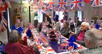 Osbaldwick care home in red, white, and blue for VE Day anniversary