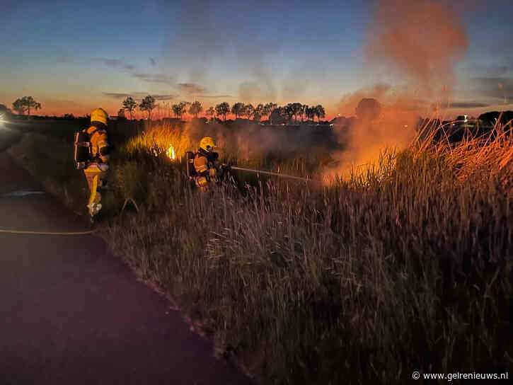 Brandweer blust vermoedelijk aangestoken rietbrand