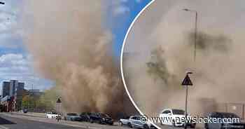 Dertig meter hoge 'dust devil' raast door Manchester