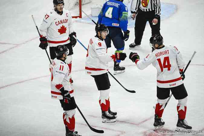 Canada downs Slovenia 4-0 to open world men’s hockey championship event