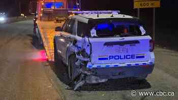 RCMP vehicle hit by truck in high-speed collision during traffic stop in Fort McMurray