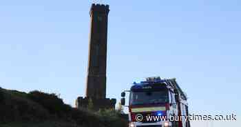 Firefighters remain on scene after fire breaks out on the moors