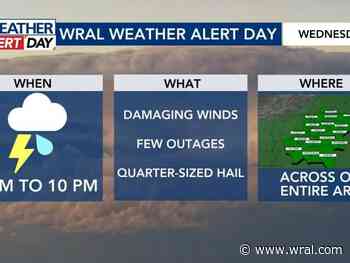 WRAL Weather Alert Day: Damaging winds, hail possible with Wednesday storms; more trees could fall