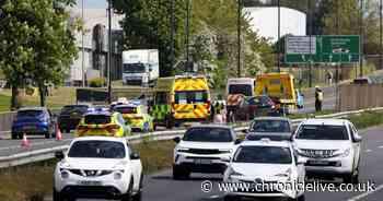 One taken to hospital after car collides with barrier and overturns on Coast Road