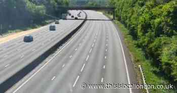 Man and woman arrested on suspicion of dangerous driving after M25 lorry crash