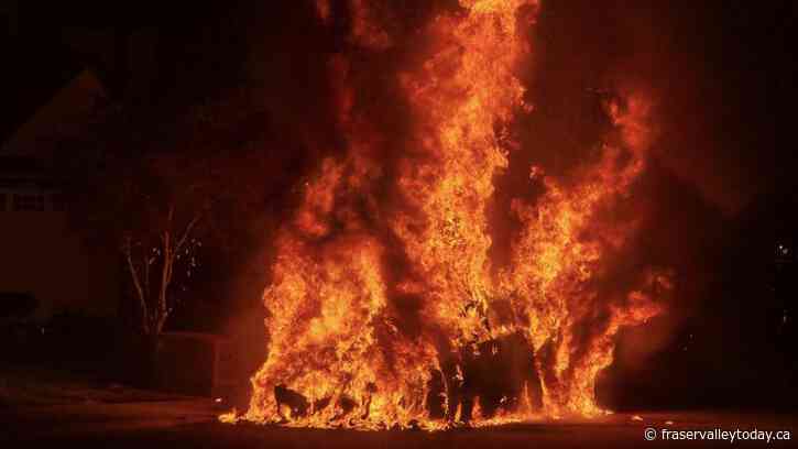 Part of car axle reportedly explodes in Chilliwack vehicle fire, lands on residential roof