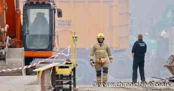Photos as 'suspicious' fire at Tanfield Lea Industrial Estate in Stanley continues to burn