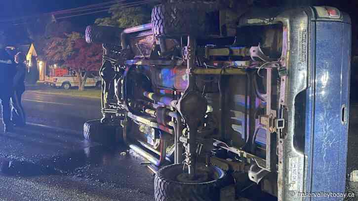 Multiple Chilliwack RCMP units converge on Little Mountain after truck rolls over Friday night
