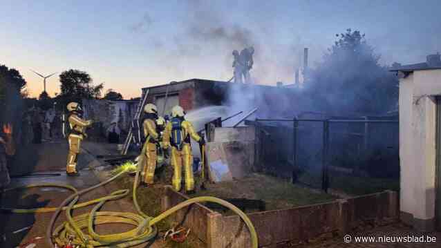 Houtstapel in vuur in Winterslag