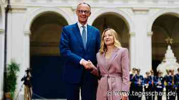 Demonstrative Einigkeit bei Merz' Antrittsbesuch in Italien