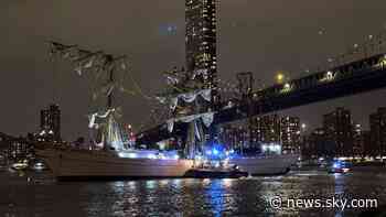 Navy ship crashes into Brooklyn Bridge - as two die and others injured