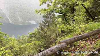 Geländer an Aussichtspunkt bei Schönau am Königsee angesägt - dahinter geht es senkrecht bergab
