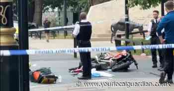 Motorcyclist fighting for his life after crash with van on famous Mayfair street