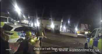 Video shows moment terrorist lures police officers out of station to attack them with knives and hatchet