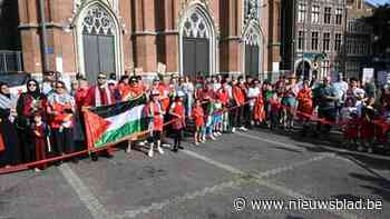 Protestactie 'trek de rode lijn voor Gaza' brengt een paar honderden Bomenaars op de been