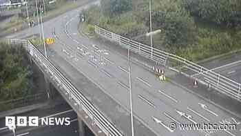 Emergency repairs on M62 after lorry crash