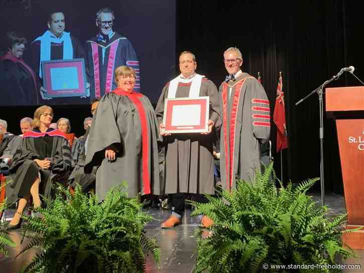 Kenny Arruda receives honorary diploma from St. Lawrence College Cornwall