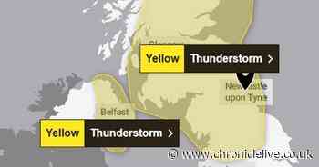 Exact time thunderstorms will batter North East today as 'danger to life' warning issued