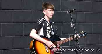 Teenage musician back busking outside St James' Park after performing alongside Sam Fender