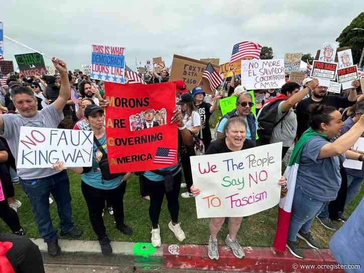 ‘Lady Liberty,’ a future immigration lawyer and thousands of others in Long Beach say ‘No Kings’