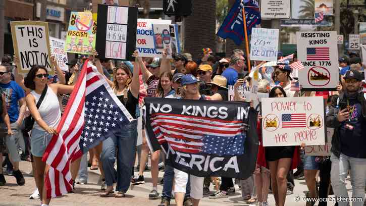 ‘No Kings’ protest draws thousands, along with Trump supporters, to Huntington Beach