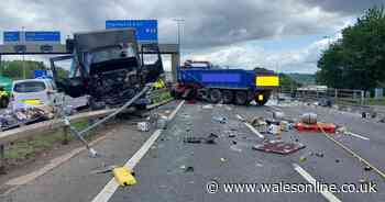 Horror nine-vehicle crash shuts motorway