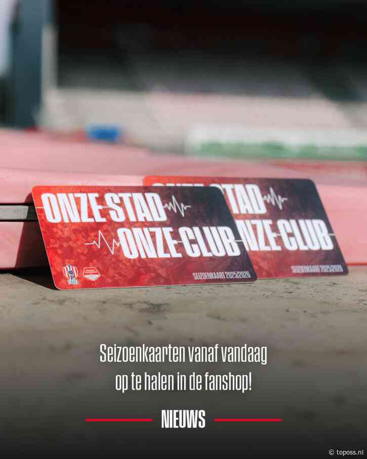 Seizoenkaarten vanaf vandaag op te halen in de fanshop