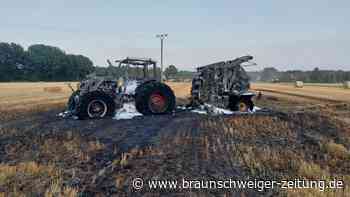 Kreis Gifhorn: Trecker und Rundballenpresse brennen aus