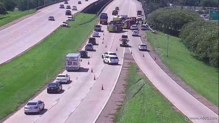 Two seriously injured after vehicle catches fire along I-110 Northbound near Harding Boulevard